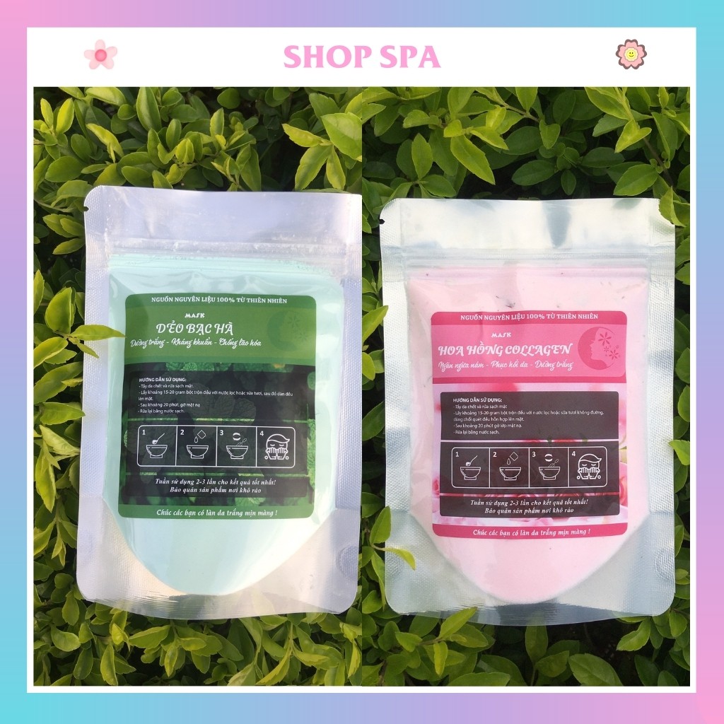 500g mặt nạ bạc hà, hoa hồng collagen handmade