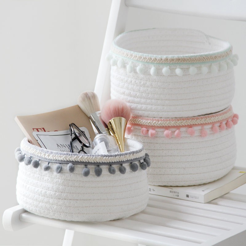 1pc Unique Woven Wool Ball Storage Basket Household Cotton Thread Storage Basket