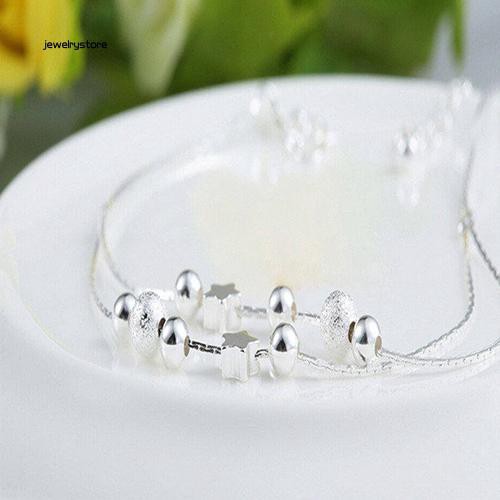 Vòng tay mạ bạc dạng chuỗi hạt hình ngôi sao thời trang cho nữ | BigBuy360 - bigbuy360.vn