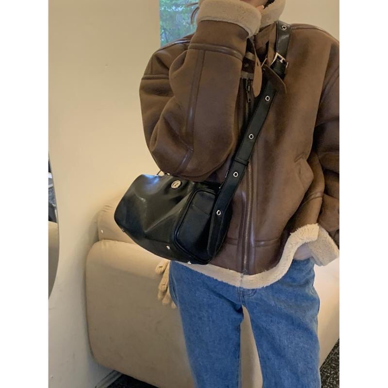 Túi trống da Pu unisex trẻ trung size trung nhỏ
