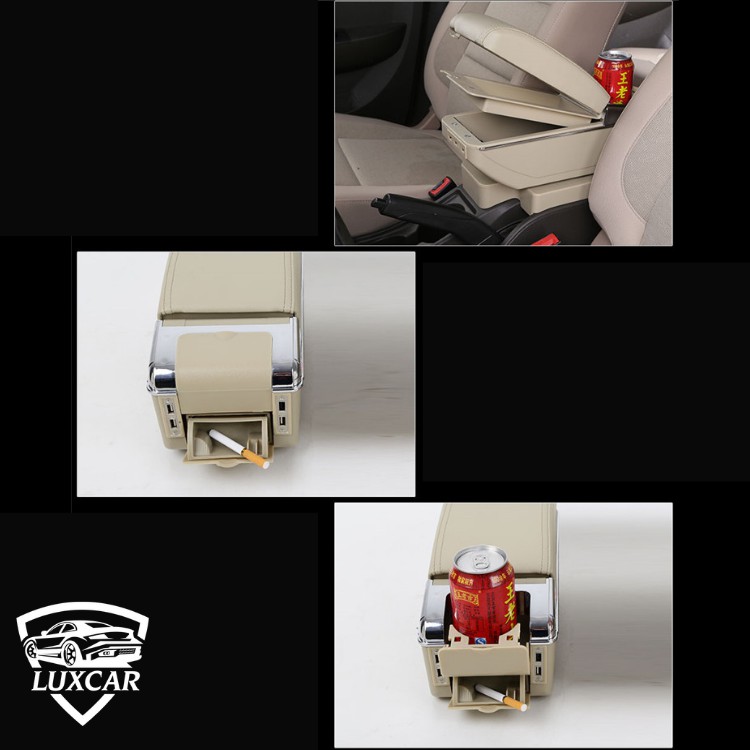 Hộp tỳ tay xe TOYOTA WIGO cao cấp LUXCAR tích hợp cổng sạc USB