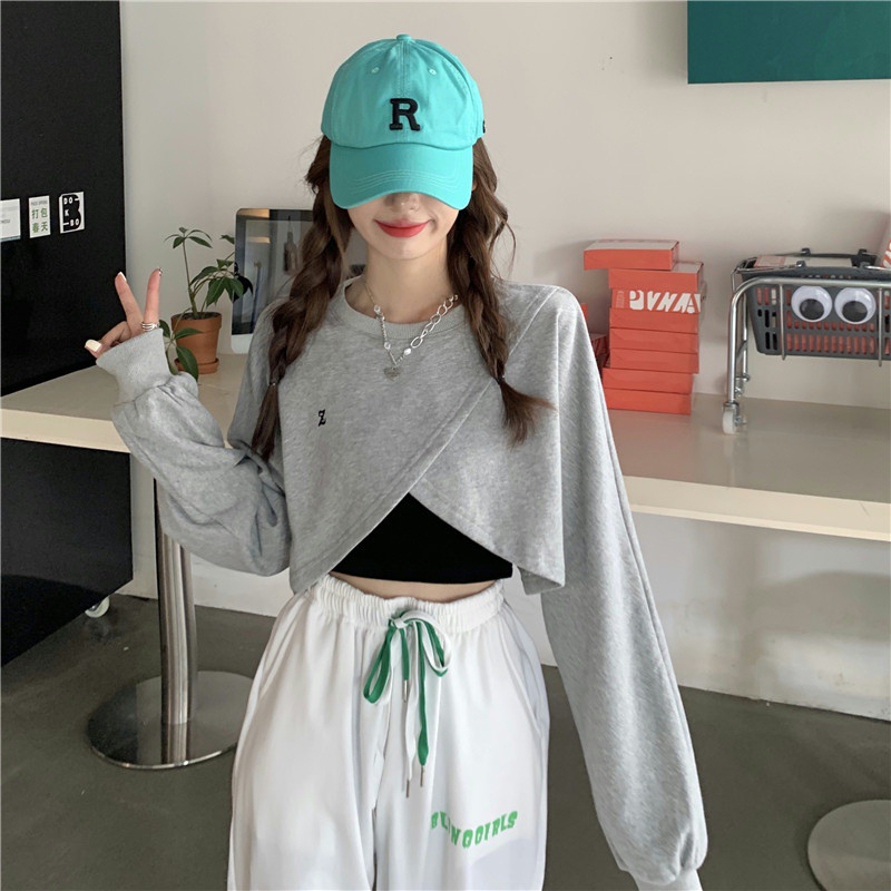 Áo Croptop Tay Dài Dáng Rộng Thời Trang Mùa Thu Cho Nữ | BigBuy360 - bigbuy360.vn