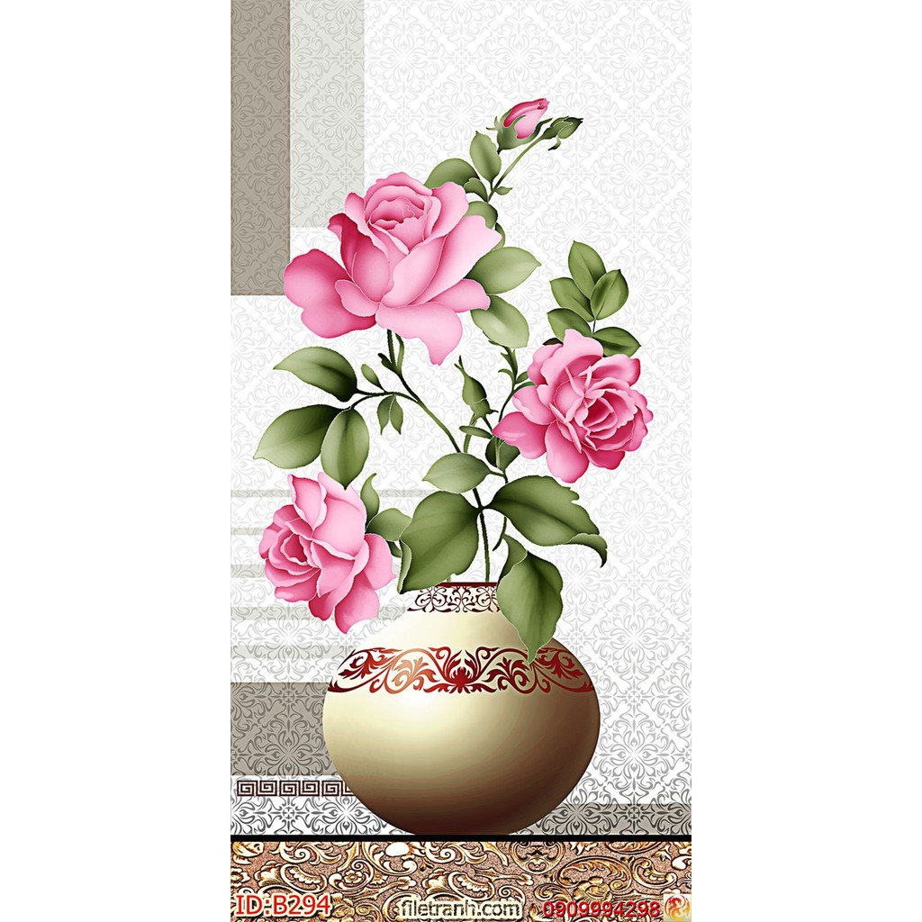 TRANH DÁN TƯỜNG 3D BÌNH HOA, LO HOA NHIỀU MẪU