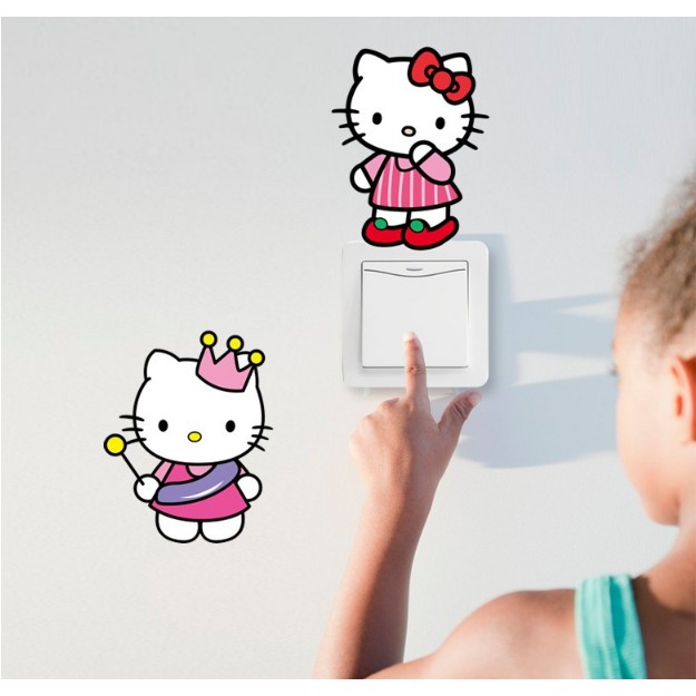 Decal dán công tắc ĐÈN - hình Hello Kitty