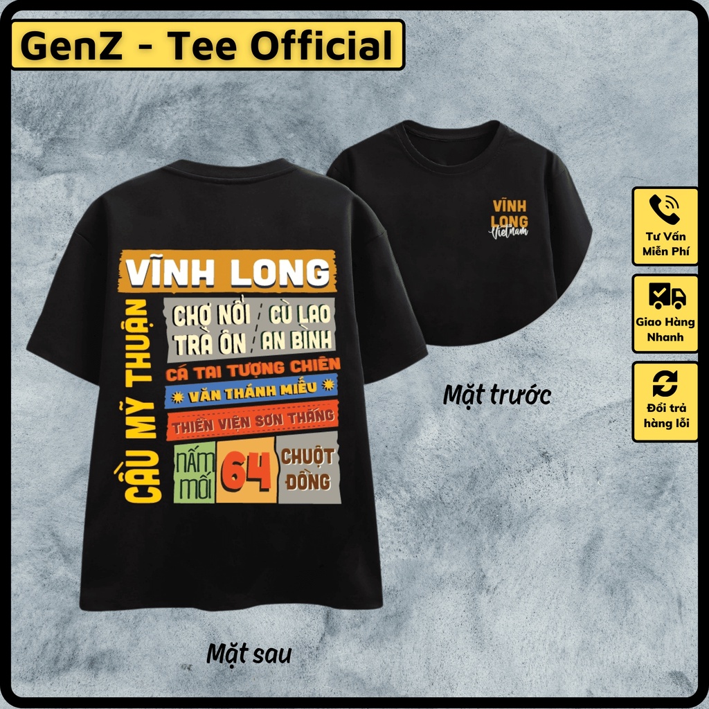 Áo Thun Local Brand Tỉnh Vĩnh Long, Áo 63 Tỉnh Thành Nam Nữ Form Rộng Unisex Genz Cá Tính