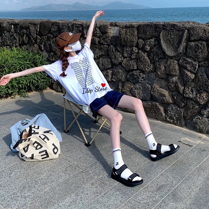 𝐢𝐃É𝐏 𝐆𝐋𝟎𝟔𝟐 Giày sandal đi mưa nữ 2 quai ngang nhựa đi học đi biển chống trơn trượt
