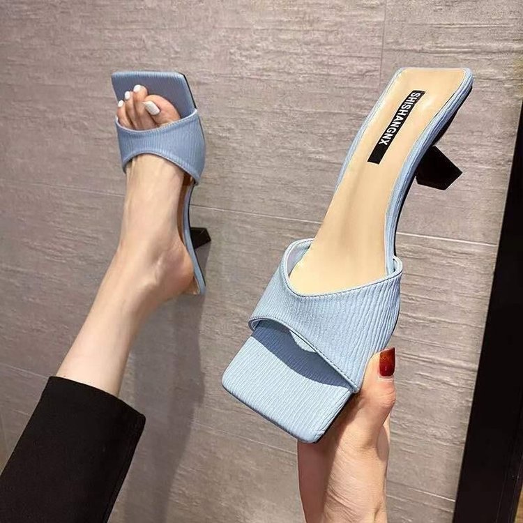  Dép Cao Gót Đế Vuông Thiết Kế Hở Ngón Thời Trang Cho Nữ