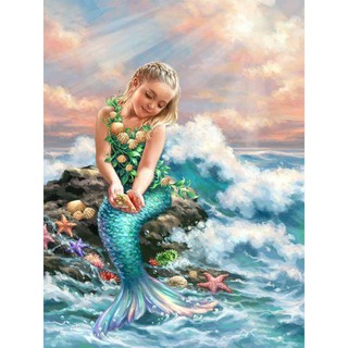 Miss Mermaid Diamond Painting Full Drill 5D Rhinestone Kit 30x40Cm