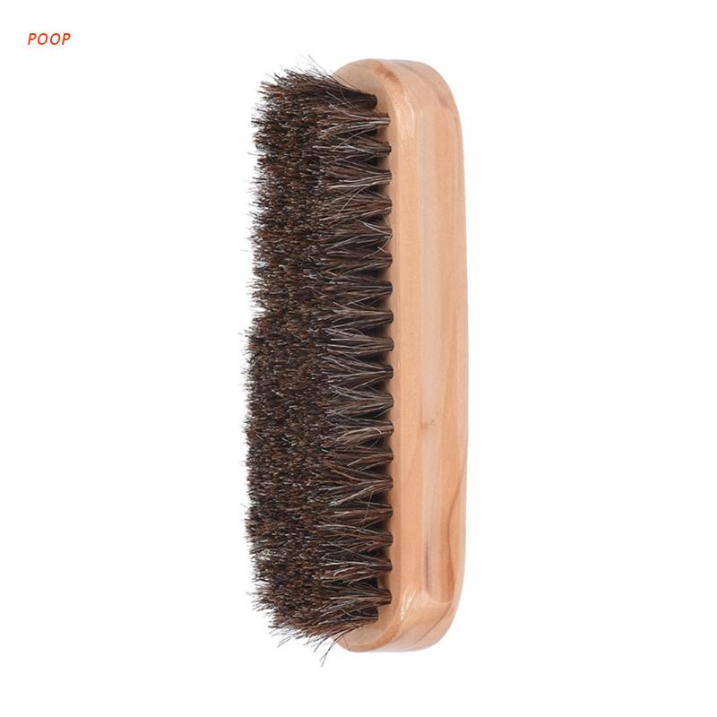 Bàn chải đánh bóng giày da/áo khoác bằng lông ngựa tay cầm bằng gỗ mềm tiện dụng
