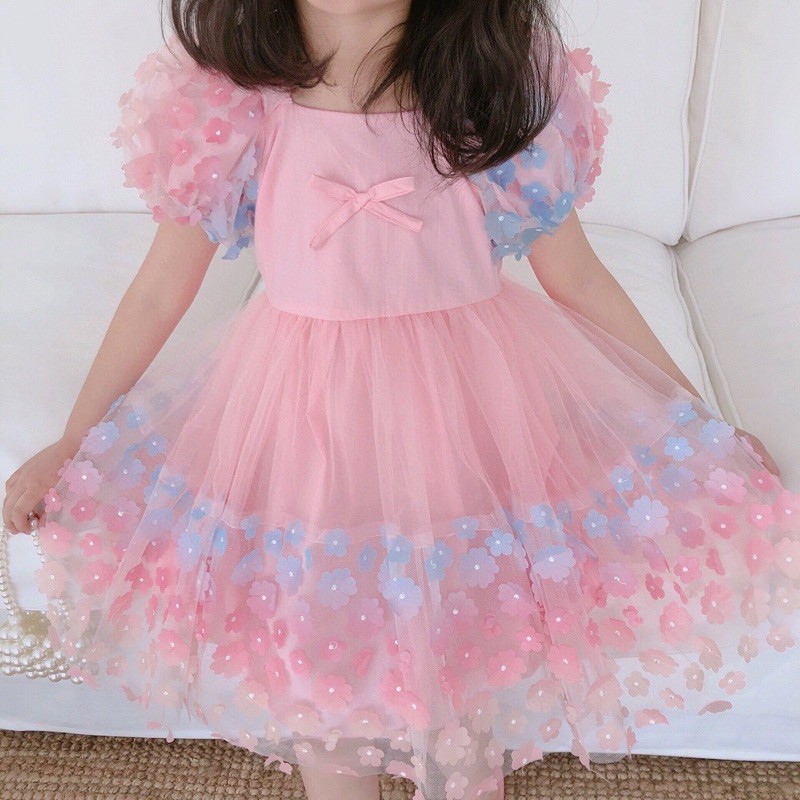 Váy bé gái voan Hồng