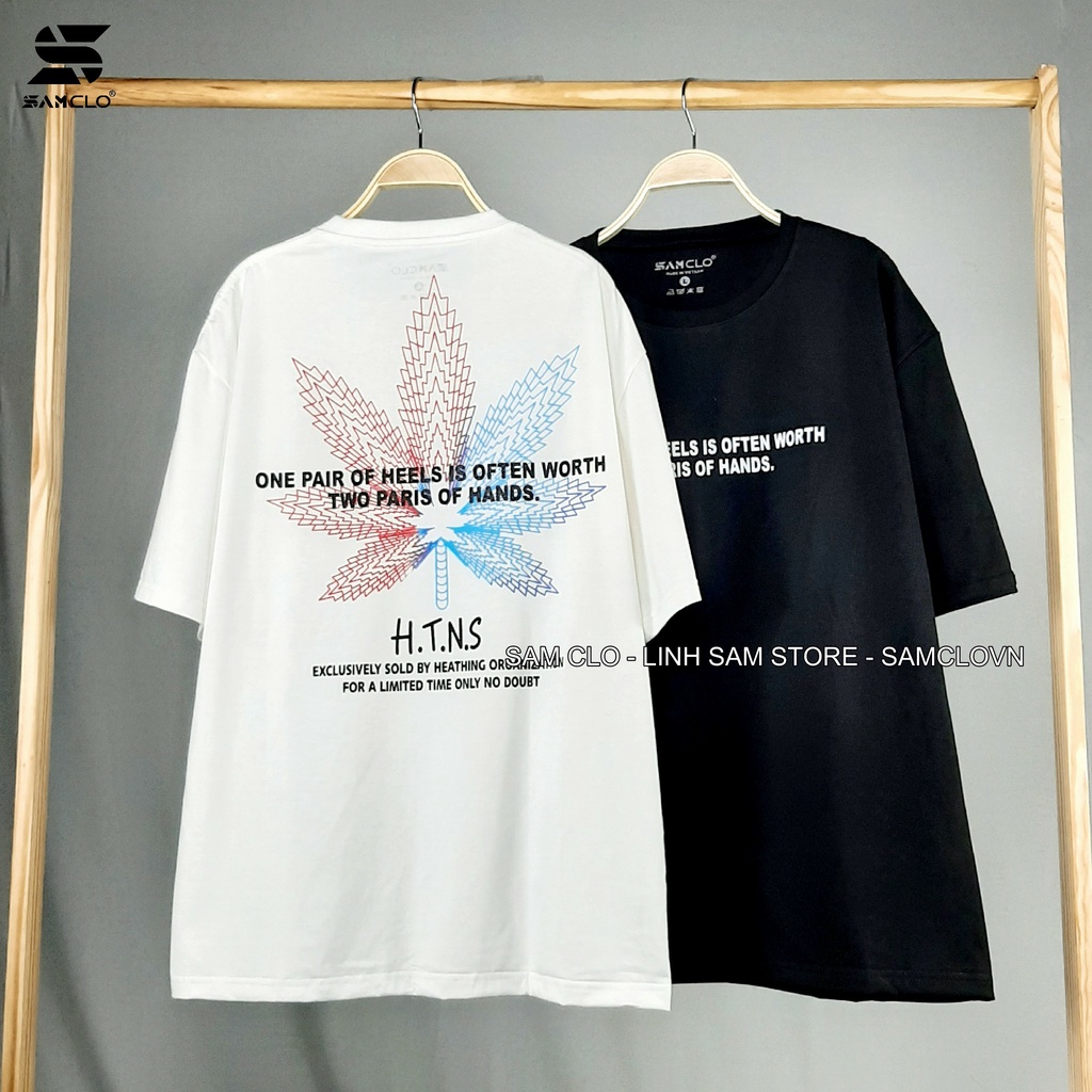 Áo thun nam nữ tay lỡ SAM CLO form rộng Unisex, mặc cặp, nhóm CHIẾC LÁ - 80% COTTON