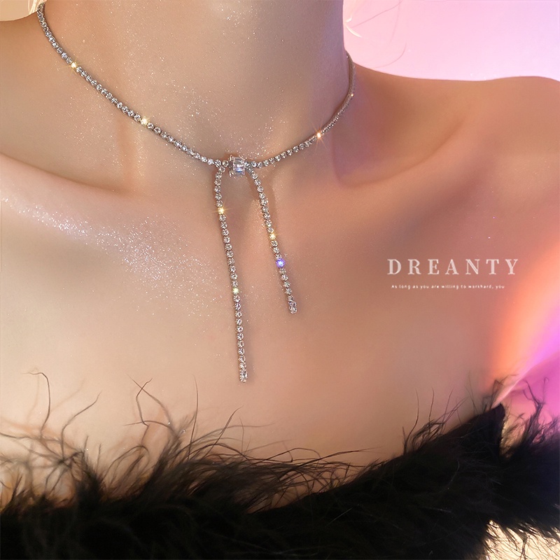 Dây Chuyền Mặt Nơ Đính Đá Zircon Sang Trọng Thời Trang