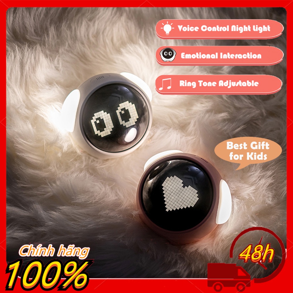►Đồng hồ báo thức kiêm đèn ngủ cảm biến âm thanh Emoji Alarm clock biểu tượng xúc dễ thương
