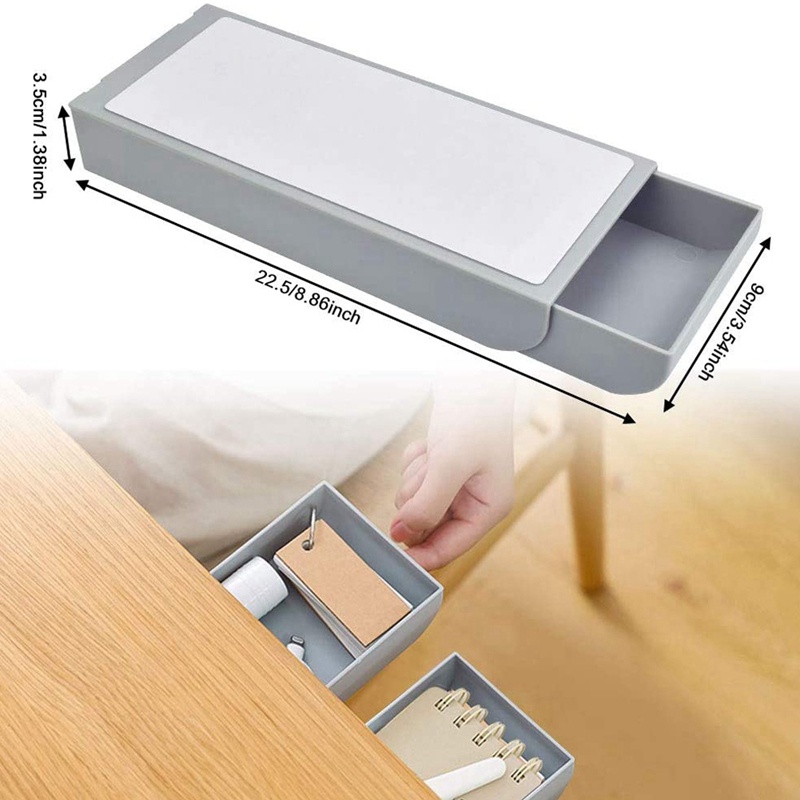 2 cái Ngăn kéo để bàn tự dính Ngăn kéo để bàn ẩn Khay bút chì Kệ để bàn ẩn Khay bút chì dưới bàn