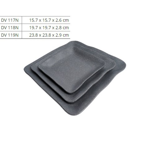 Dĩa Nhựa Melamine Vuông Nhám Xám