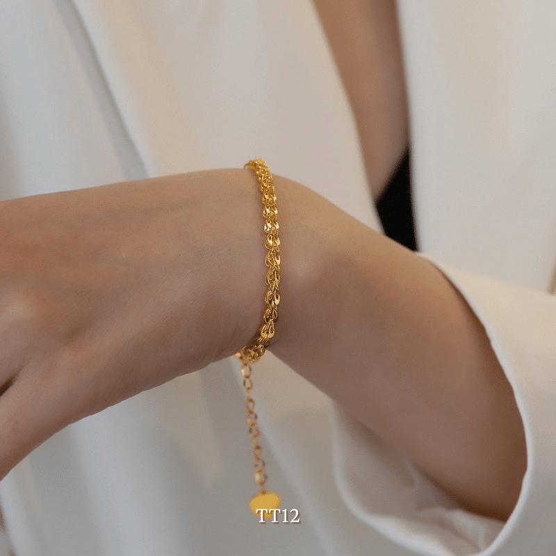 [KHÔNG ĐEN GỈ] Vòng tay thép Titan mạ vàng 18K mắt xích đuôi Phượng Mely TT12