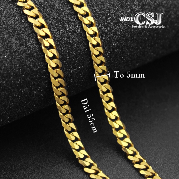 Dây chuyền nam kiểu lặc vát cạnh 5mm khóa xịn siêu đẹp, bền màu - Đem lại đẳng cấp phong độ cho người đeo