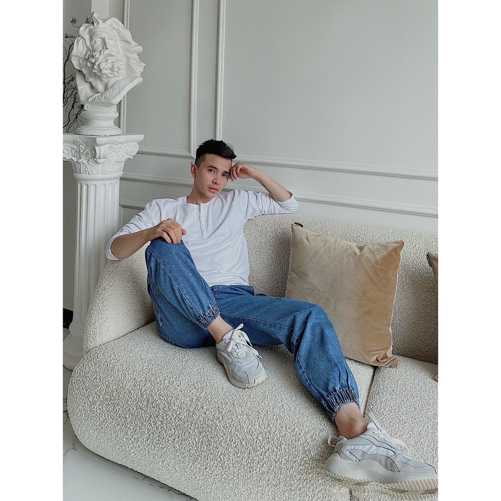 Thun trắng tay dài cổ nút siêu sang | BigBuy360 - bigbuy360.vn