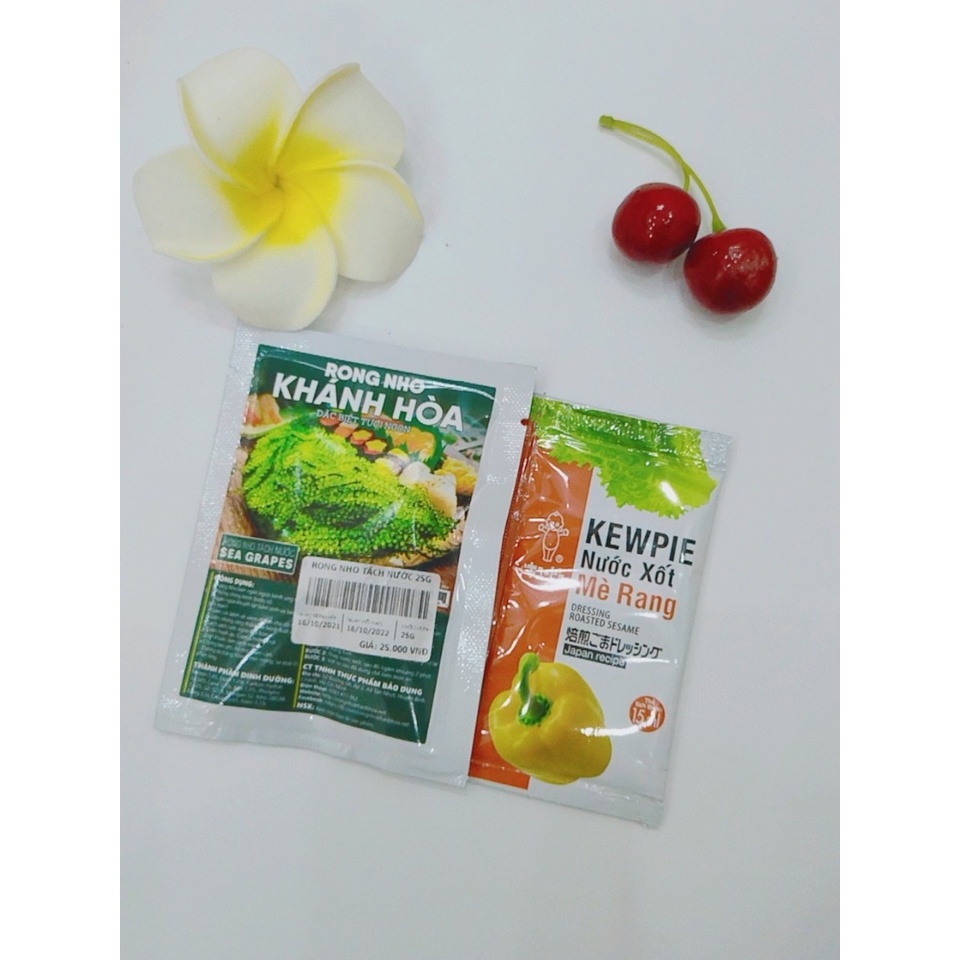 (Combo) rong nho tách nước khánh hòa 25gr + 1 gói mè rang kewpie 15ml
