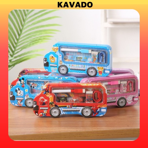 Hộp bút cute nhựa nhiều ngăn to cho bé KAVADO HB01 tặng bút chì