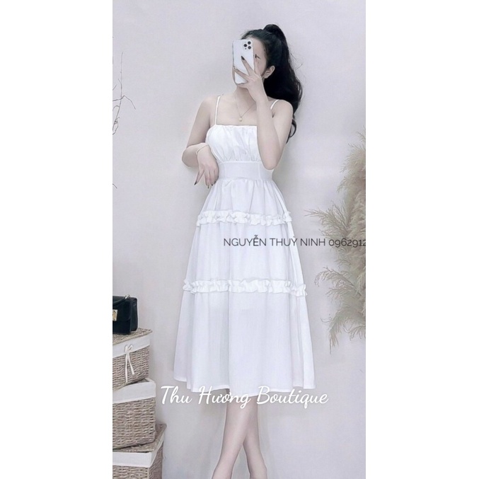 MAXI cúp ngực nhúm bèo 3 tầng, đầm đẹp đi biển .