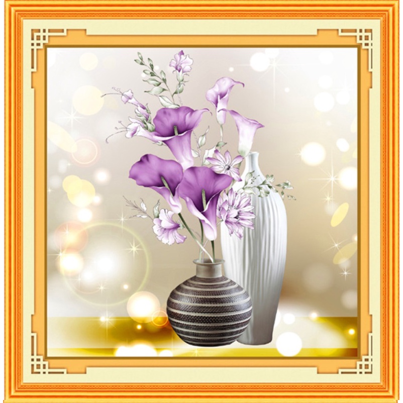 tranh thêu chữ thập bình hoa HH0859 (56*61)cm