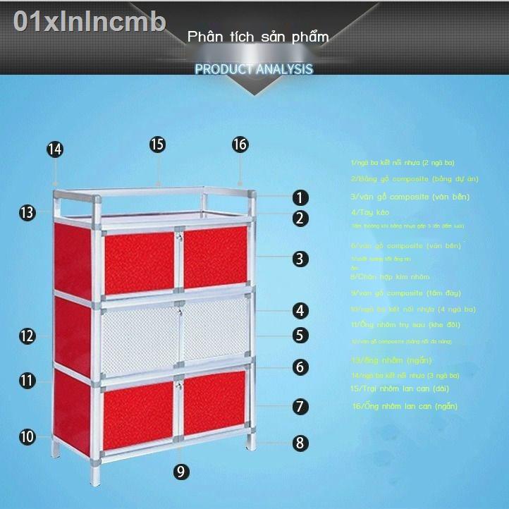 ✆ ▤ 01xlnlncmbTủ đựng chén bát gia đình tủ đơn giản kho lưu trữ hợp kim nhôm lắp ráp đa năng giá nhà bếp