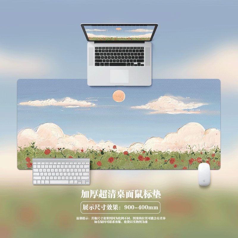 Tấm Lót Chuột Và Bàn Phím Họa Tiết Tranh Sơn Dầu Hoạt Hình Dễ Thương
