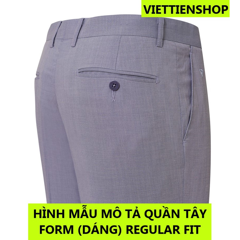 (4114 QTRF) QUẦN TÂY VIỆT TIẾN KHÔNG LY MÀU XANH ĐEN SỌC GÂN FORM ÔM VỪA REGULAR FIT