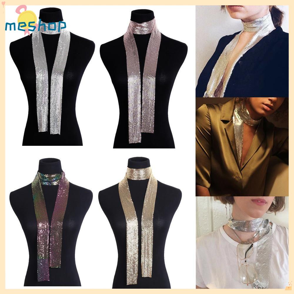 Khăn Choàng Cổ Dài Bằng Hợp Kim Nhôm Mỏng Đính Kim Sa Lấp Lánh Cho Nữ