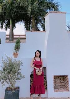 Đầm maxi bèo nơ lưng sale 150k