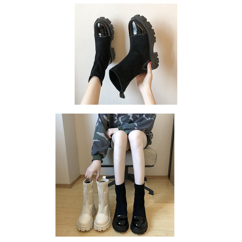 Giày Bốt/ Boot Nữ Độn Đế Da Lộn Cao Cấp Cá Tính MPS51 - Mery Shoes