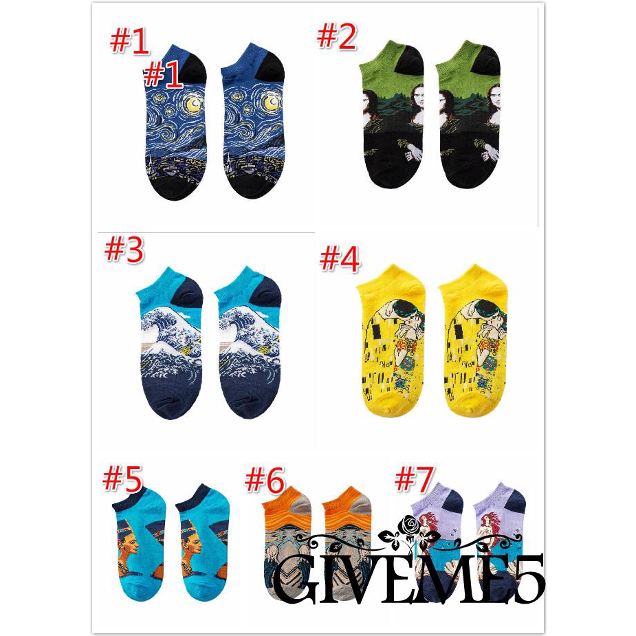 Vớ cổ chân in họa tiết tranh 3D