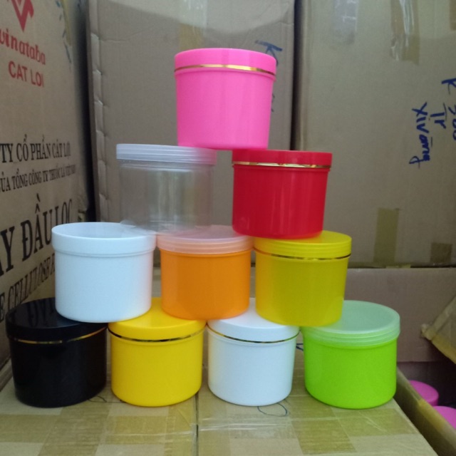 Hủ 500g nhiều màu ( trong , xanh , trắng …)