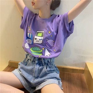 Áo thun tay lỡ unisex máy game vũ trụ👌