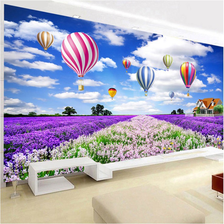 Tranh thêu chữ thập cánh đồng hoa oải hương kt 195x84cm