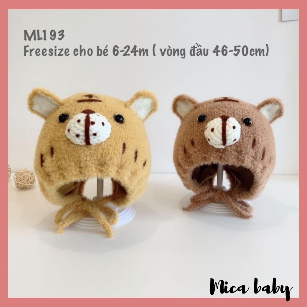 Mũ len hình hổ đáng yêu cho bé, nón len mùa đông kiểu dáng hình thú dễ thương cho bé ML193 Mica baby