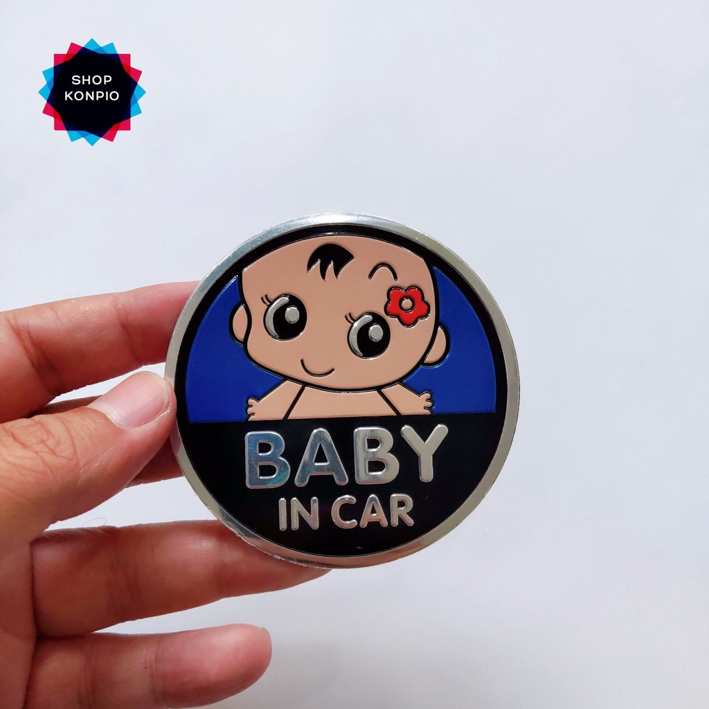 [Mã LIFEAUMAY giảm 10% tối đa 30k đơn 150k] Tem Nhôm Baby In Car Dán Xe Ô Tô Kích Thước 7.5 Cm Chống Thấm Chịu Nhiệt