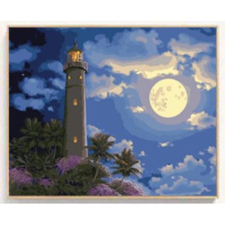 Tranh sơn dầu số hóa tự tô màu theo số có khung - [287] ÁNH TRĂNG TRÊN NGỌN HẢI ĐĂNG (40*50)