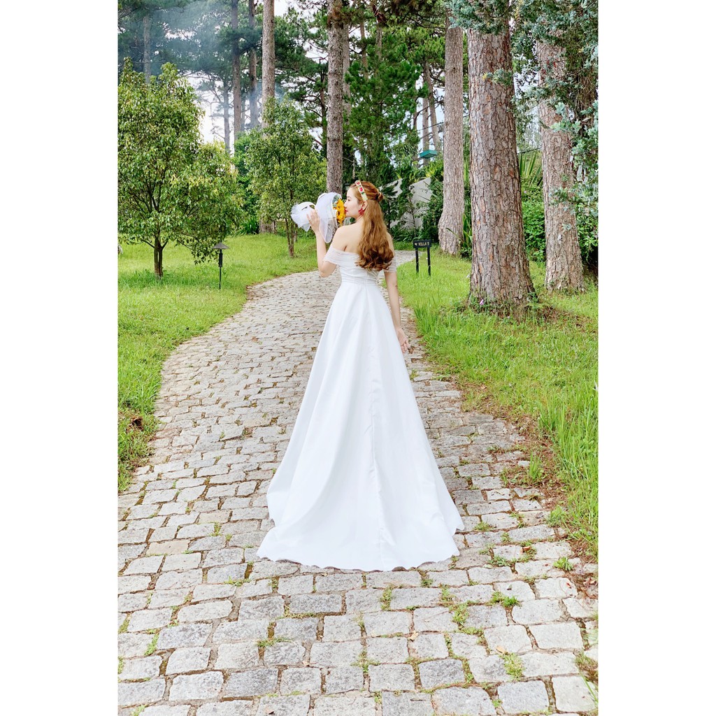 Đầm maxi trắng trễ vai, dạ hội đuôi dài sang trọng - Hình thật SP 100% (hàng thiết kế cao cấp) | BigBuy360 - bigbuy360.vn