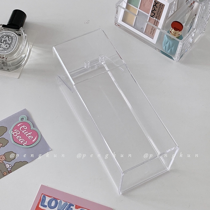 Hộp Đựng Cọ Trang Điểm / Bút Trang Điểm Đa Năng Bằng acrylic Trong Suốt Đơn Giản Dành Cho Học Sinh