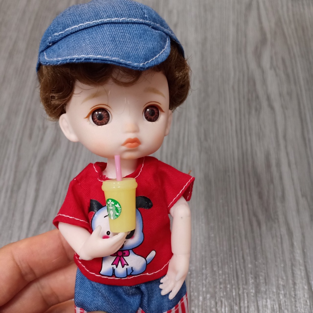 Các chai trà xanh,ly starbuck mini đồ chơi trang trí cho búp bê