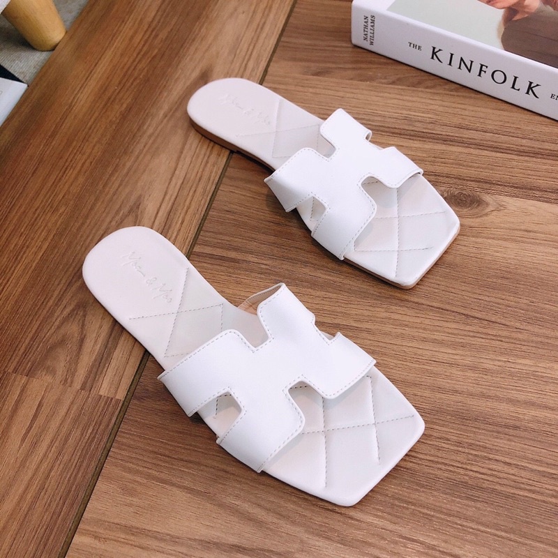 Dép H nữ quai ngang kiểu hm phá cách chằng chỉ đế cao cấp siêu êm cực HOT - Chi Chanh Store
