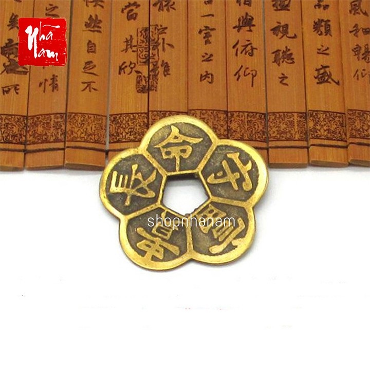 Xâu tiền đồng xu hoa mai kim tiền 5 cánh Đồng tiền hoa mai phong thủy