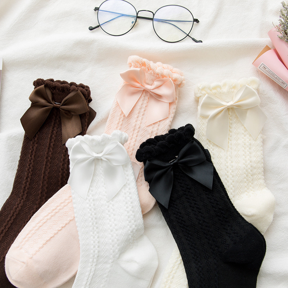 Tất cotton phối nơ đáng yêu dành cho nữ