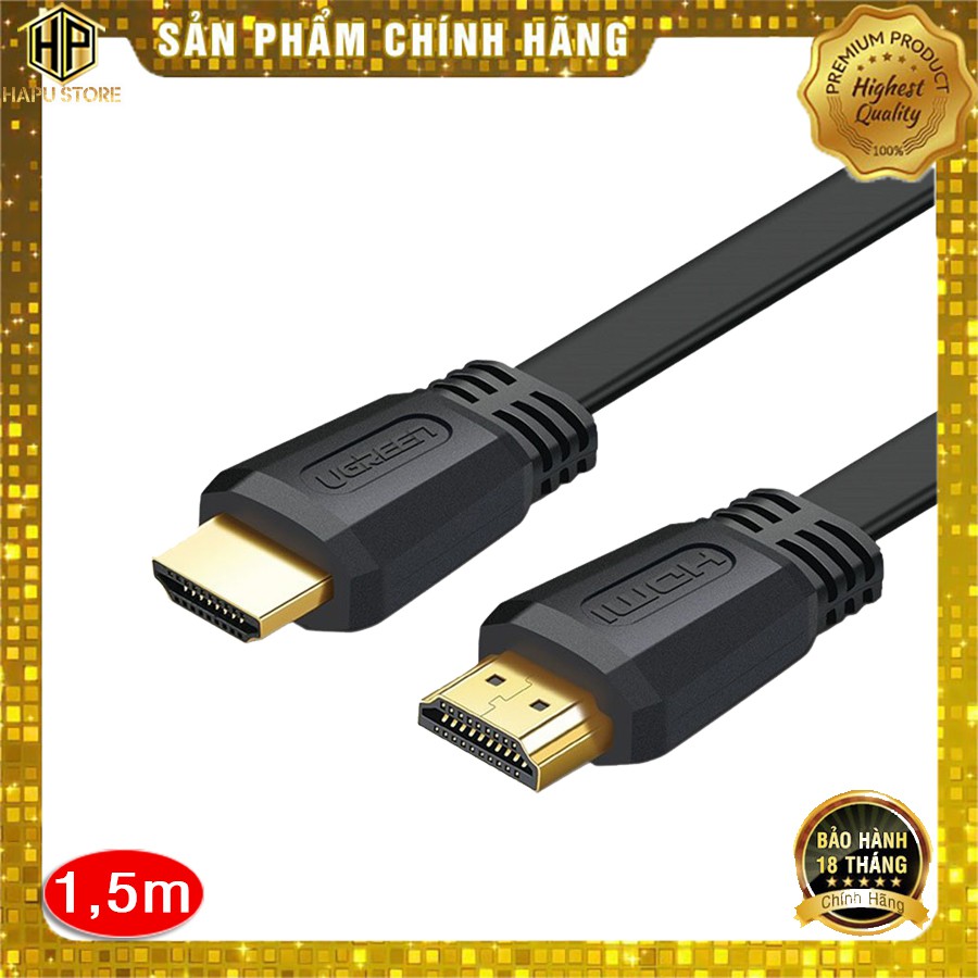 Ugreen 50819 - Cáp HDMI 2.0 dẹt dài 1,5m độ phân giải 4K chính hãng