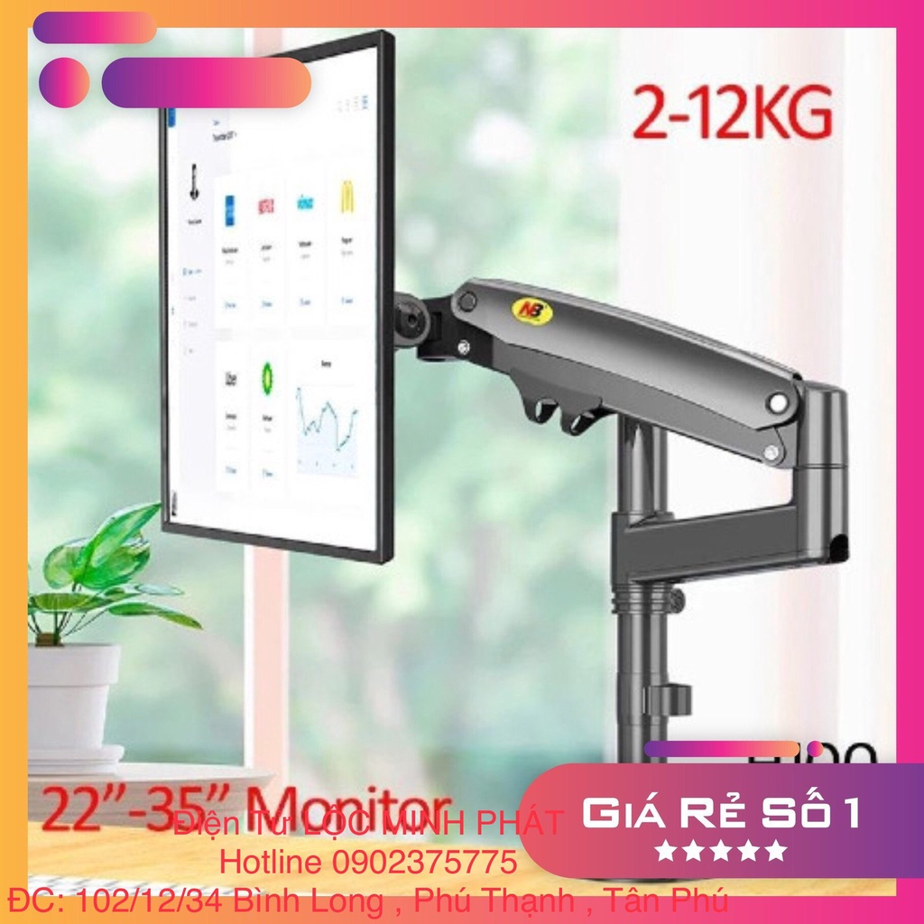 Giá Treo Màn Hình NB H100 22 - 35 Inch - Tay Treo Màn Hình Máy Tính Gắn Bàn Xoay 360 Độ