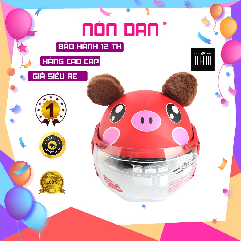 Nón bảo hiểm trẻ em có kính siêu dễ thương dành cho bé gái từ 3 đến 6 tuổi - VS103Ks - Gấu hồng