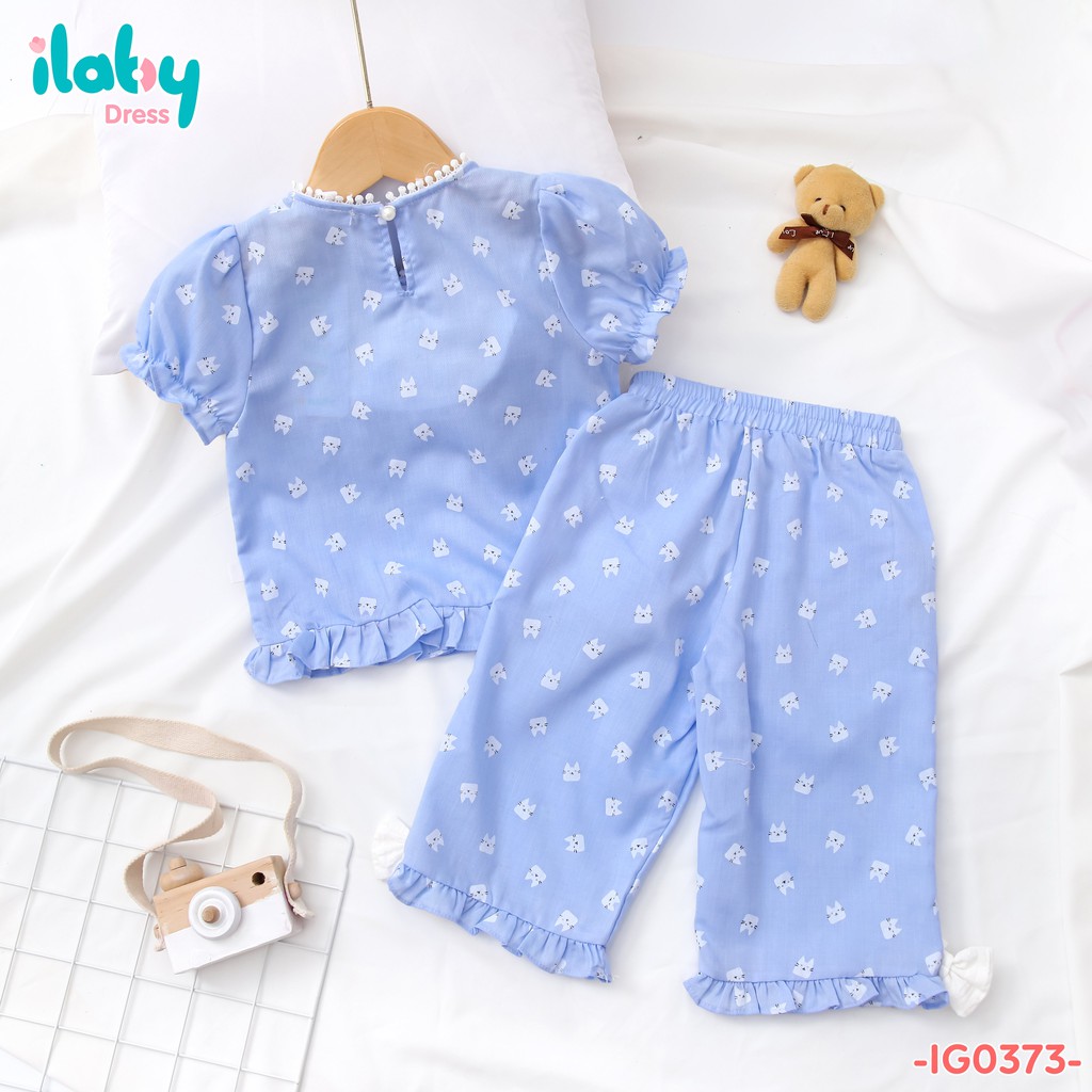 Đồ bộ cho bé gái ILABY Set pyjama cổ tròn phối trước ngực [52IG03730721] – ILABY >>> top1shop >>> shopee.vn