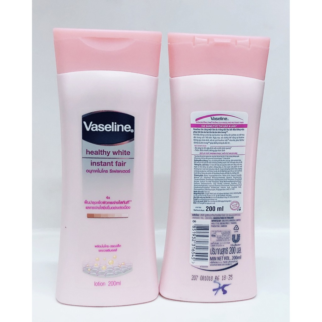 Sữa dưỡng thể làm trắng da Vaseline Healthy White Instant Fair 200ml | BigBuy360 - bigbuy360.vn